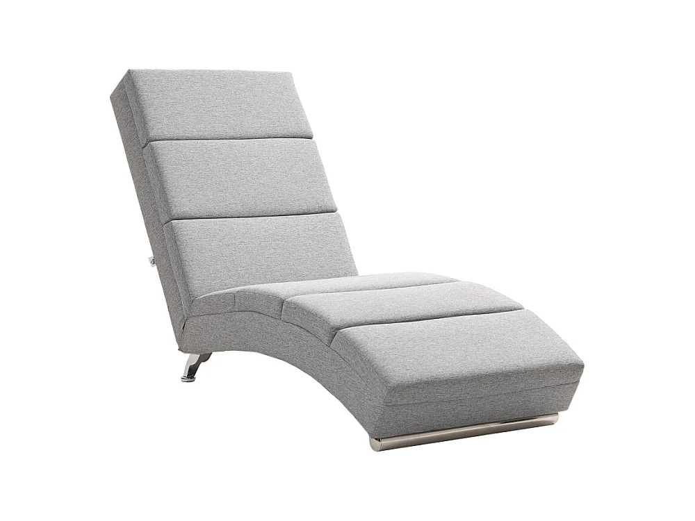 Relaxfauteuil met armleuningen, modern design, linnenlook stof, stalen poten, lichtgrijs (160,5x60,5x93 cm)