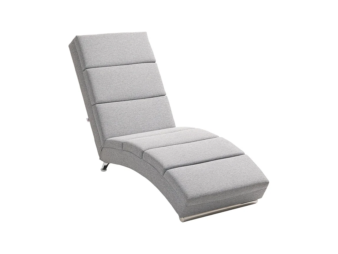 Relaxfauteuil met armleuningen, modern design, linnenlook stof, stalen poten, lichtgrijs (160,5x60,5x93 cm)