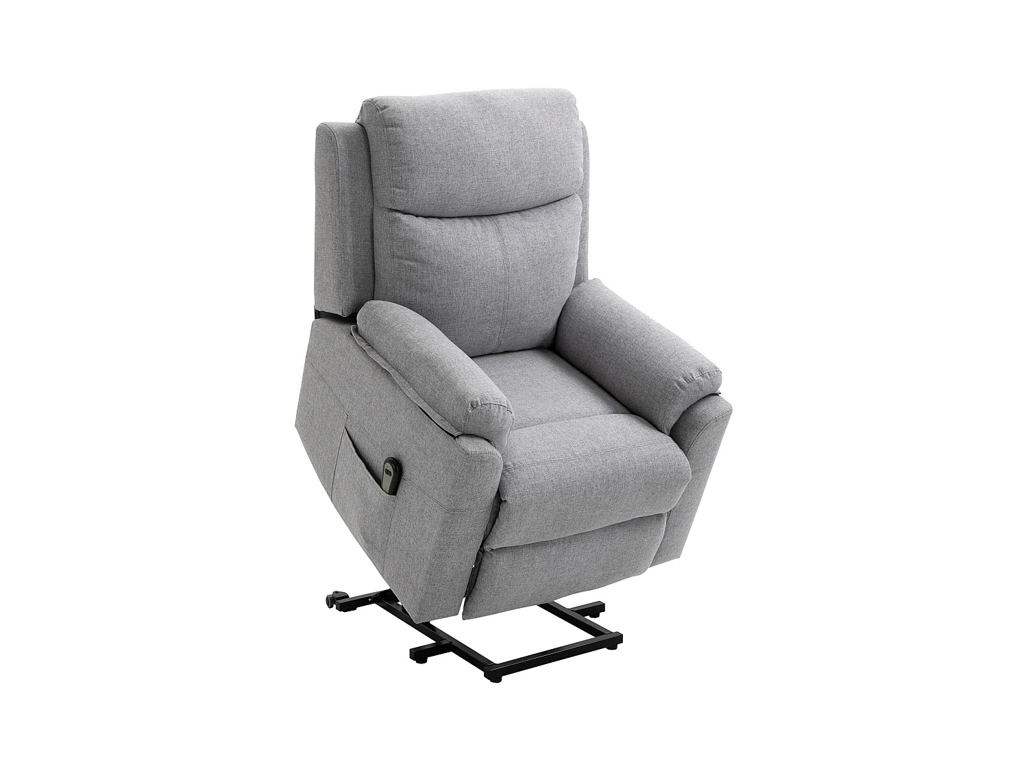 Poltrona con funzione di sollevamento, tessuto in poliestere, grigio, 1 motore (83x89x102 cm)