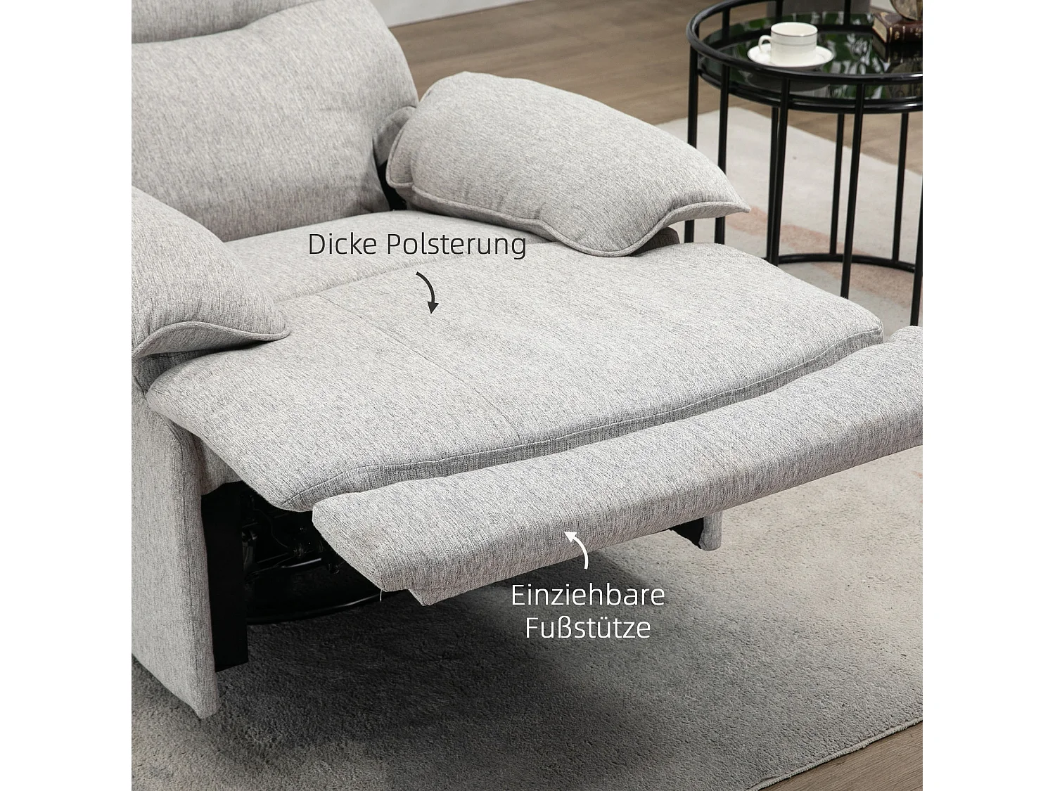 Fauteuil avec fonction inclinable, 360° pivotant, tissu lin, beige (89x98x101cm)