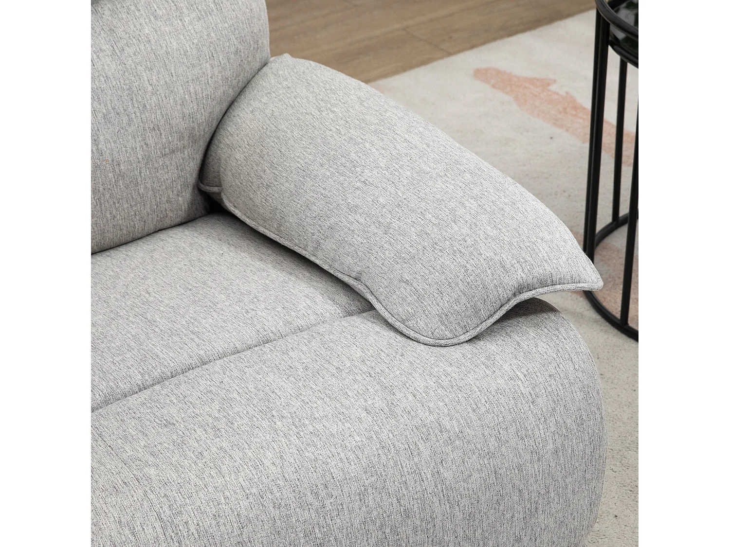 Fauteuil avec fonction inclinable, 360° pivotant, tissu lin, beige (89x98x101cm)