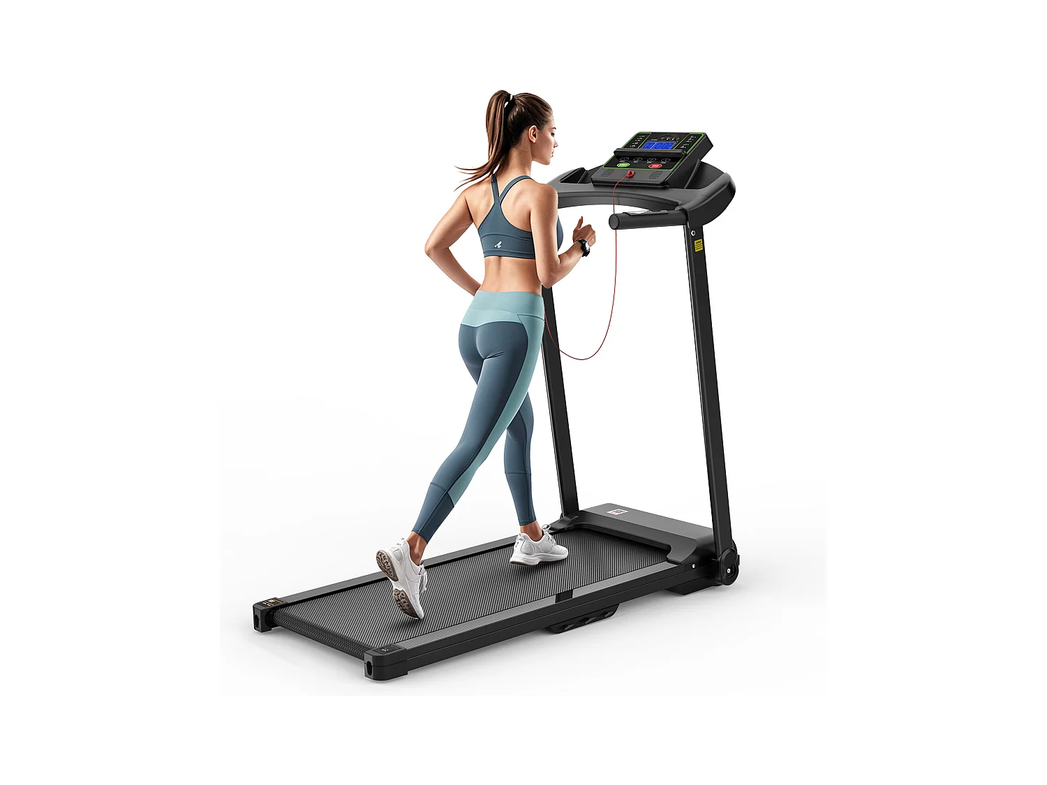 Tapis de course pliable 2-en-1 pour bureau et maison, avec affichage LED, support tablette, vitesse jusqu'à 12 km/h (121x63x104 cm)