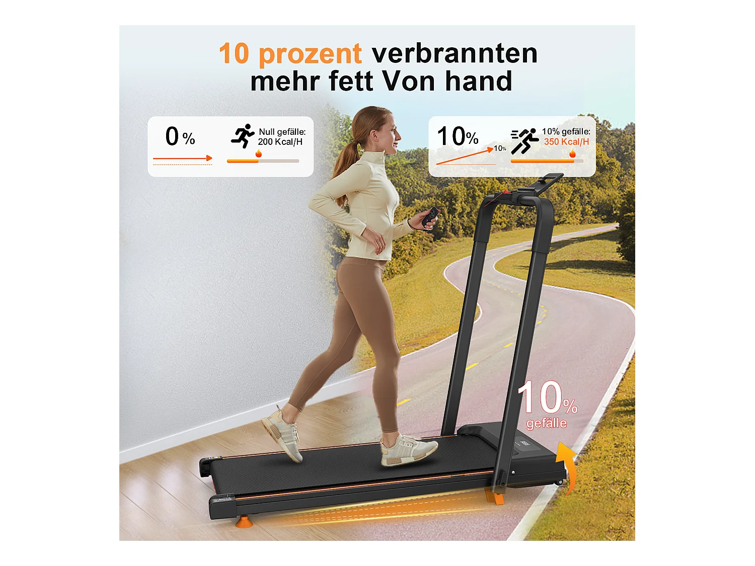 Tapis de course pliable 3-en-1 pour bureau à domicile, avec écran LED, application et capacité 120KG (116x60x10.5 cm)