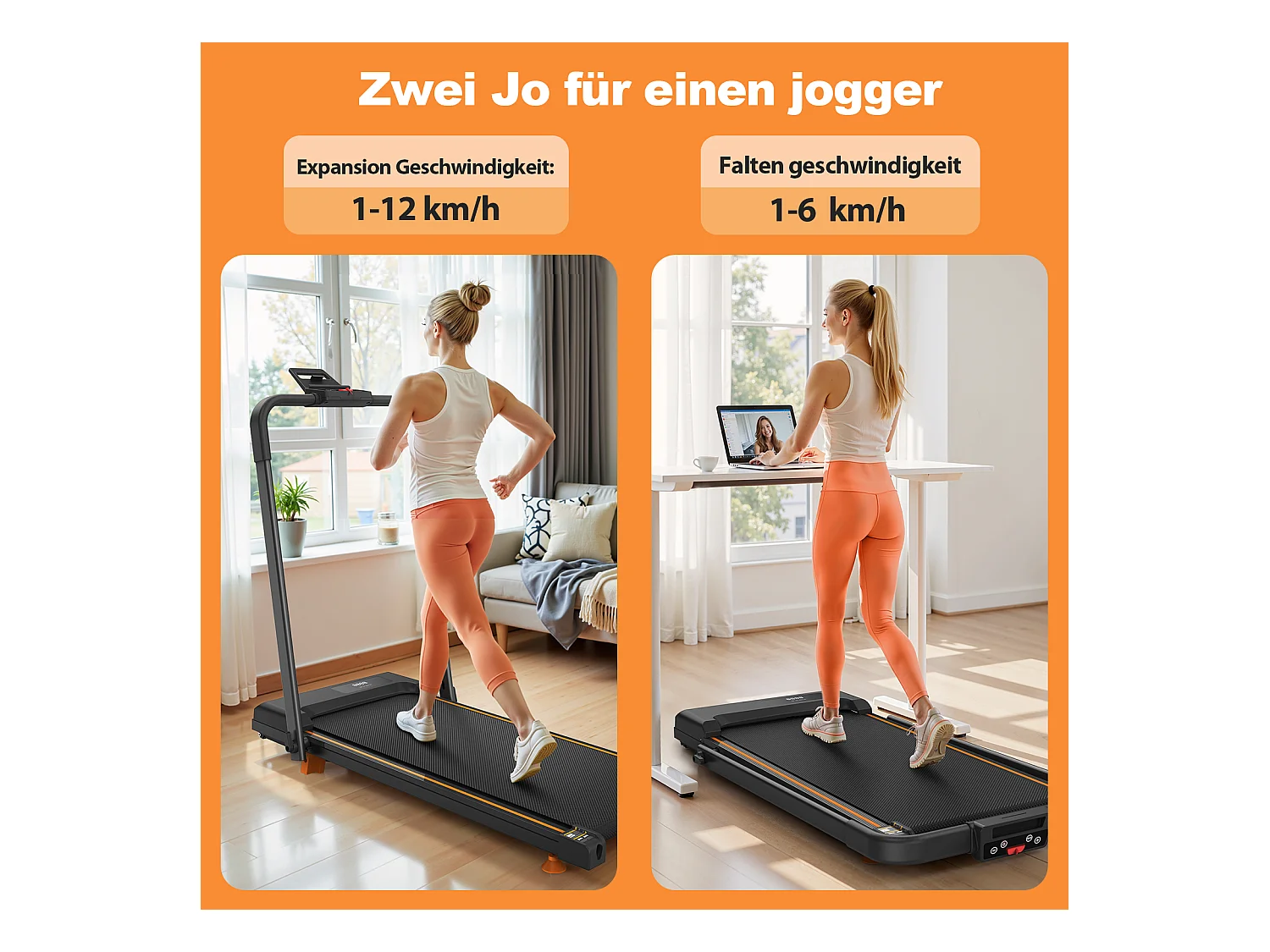 Tapis de course pliable 3-en-1 pour bureau à domicile, avec écran LED, application et capacité 120KG (116x60x10.5 cm)