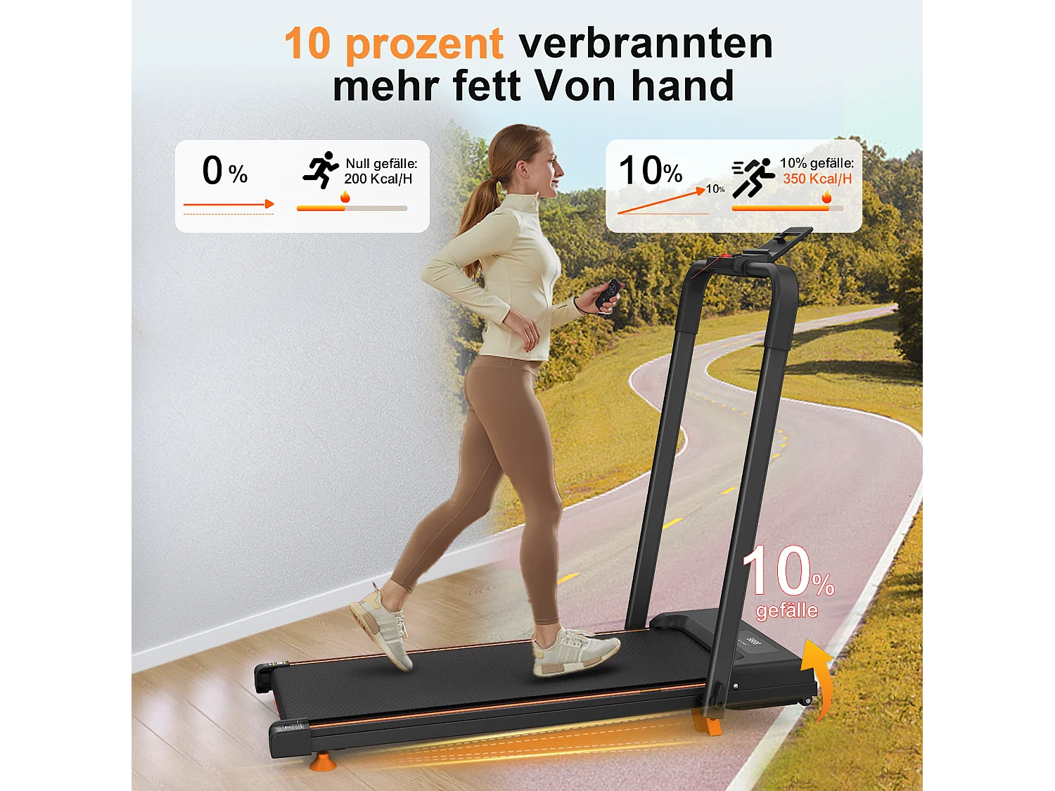 Tapis de course pliable 3-en-1 pour bureau à domicile, avec écran LED, application et capacité 120KG (116x60x10.5 cm)