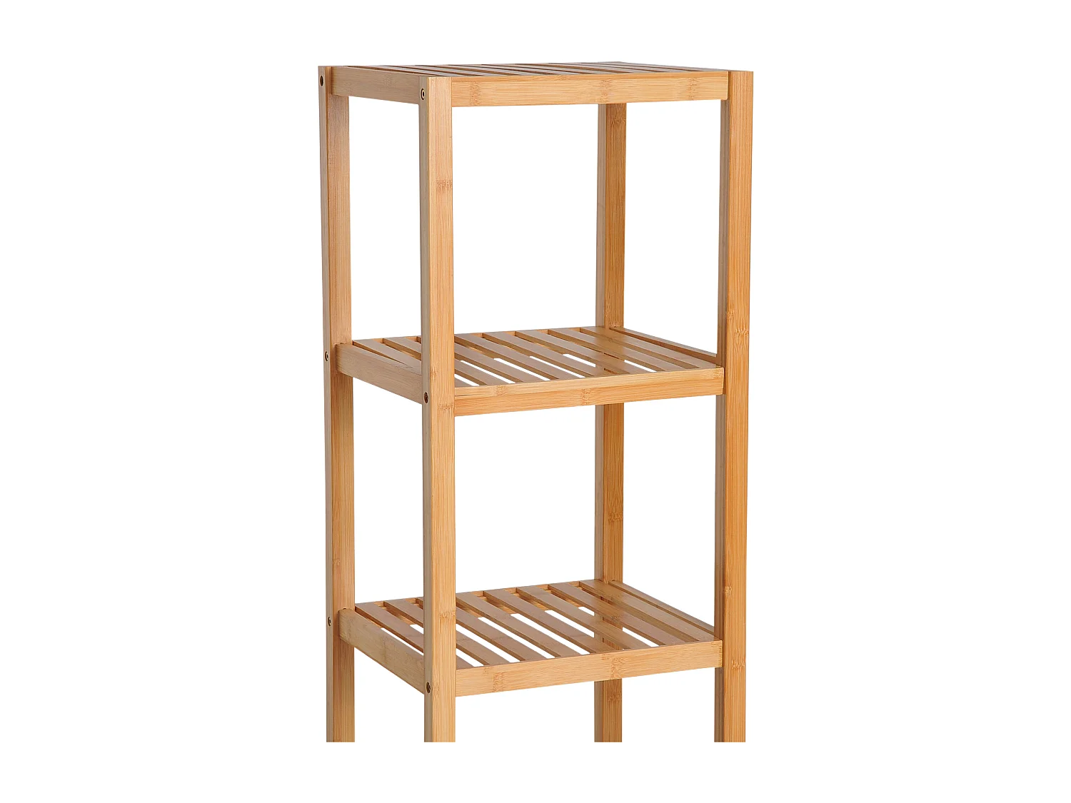 Meuble de salle de bain en bambou, avec 3 étagères ouvertes, porte à lamelles, bois naturel (50x29x140 cm)