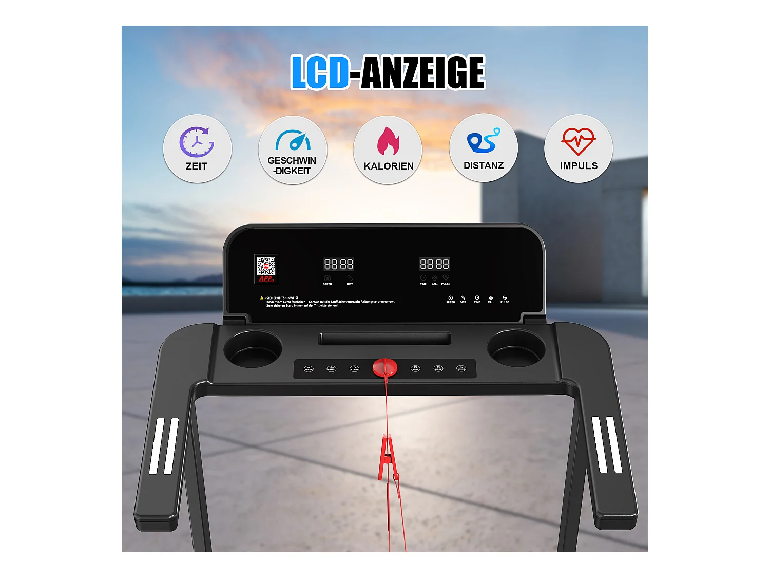 Tapis de course pliable pour maison et bureau, avec écran LED et app, 2 en 1, capacité 120KG (116x60x10.5 cm)