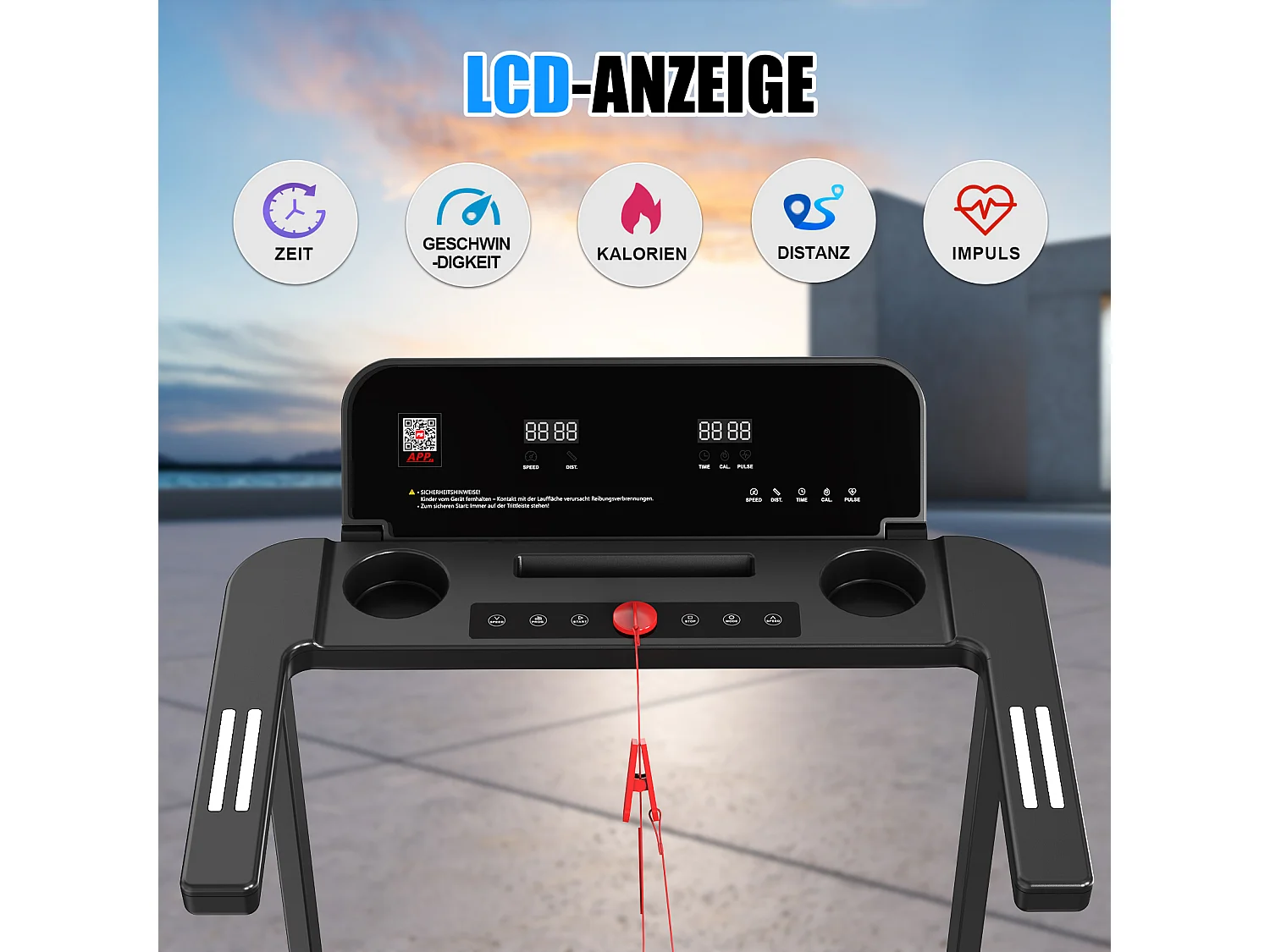 Tapis de course pliable pour maison et bureau, avec écran LED et app, 2 en 1, capacité 120KG (116x60x10.5 cm)