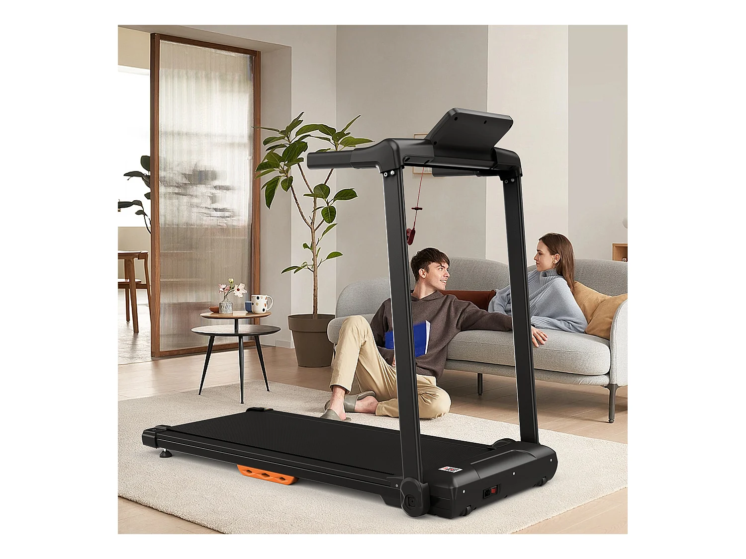 Tapis de course pliable pour maison, vitesse jusqu’à 12 km/h, acier, noir (124x64x107cm)