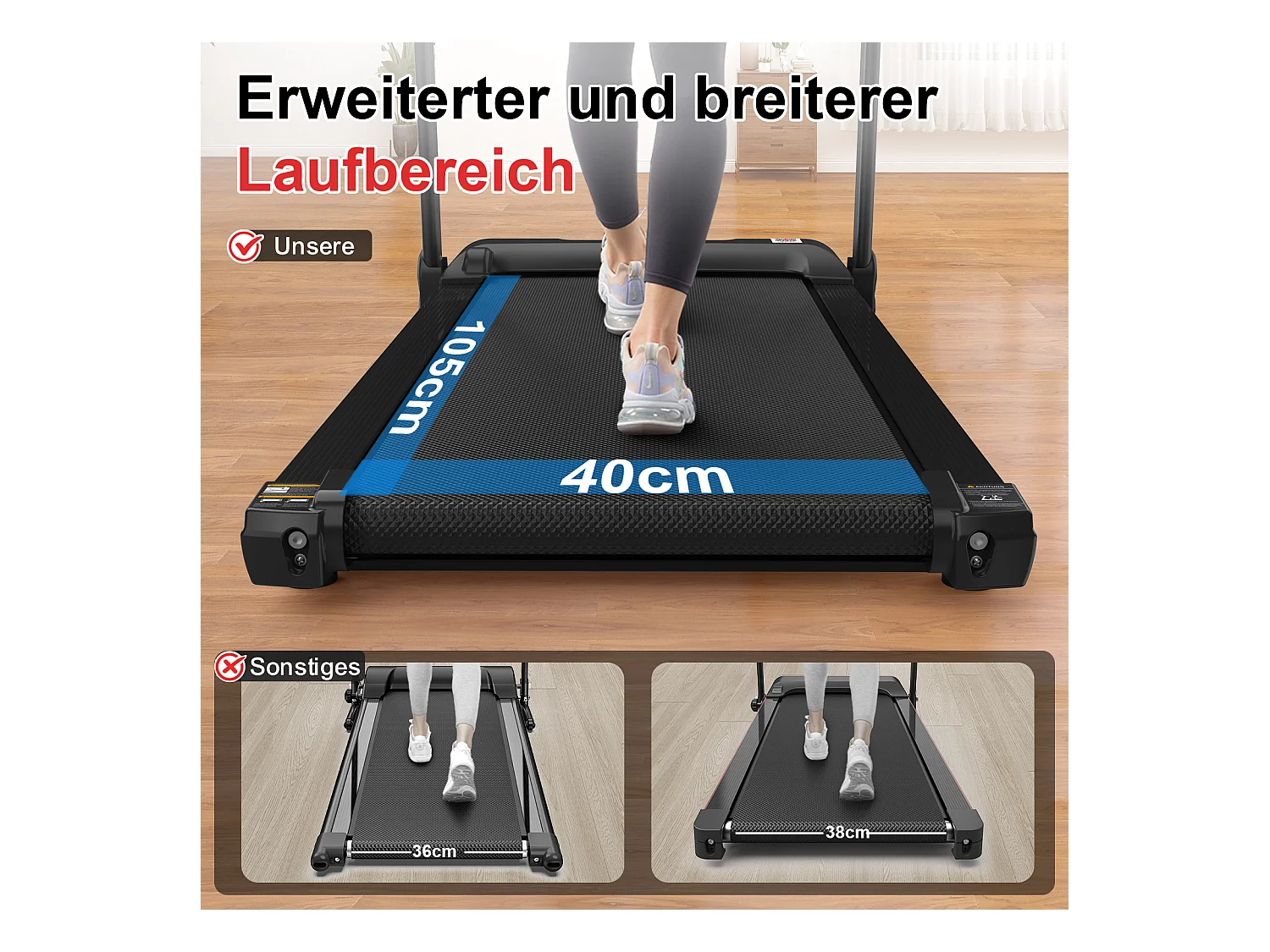 Tapis de course pliable pour maison, vitesse jusqu’à 12 km/h, acier, noir (124x64x107cm)