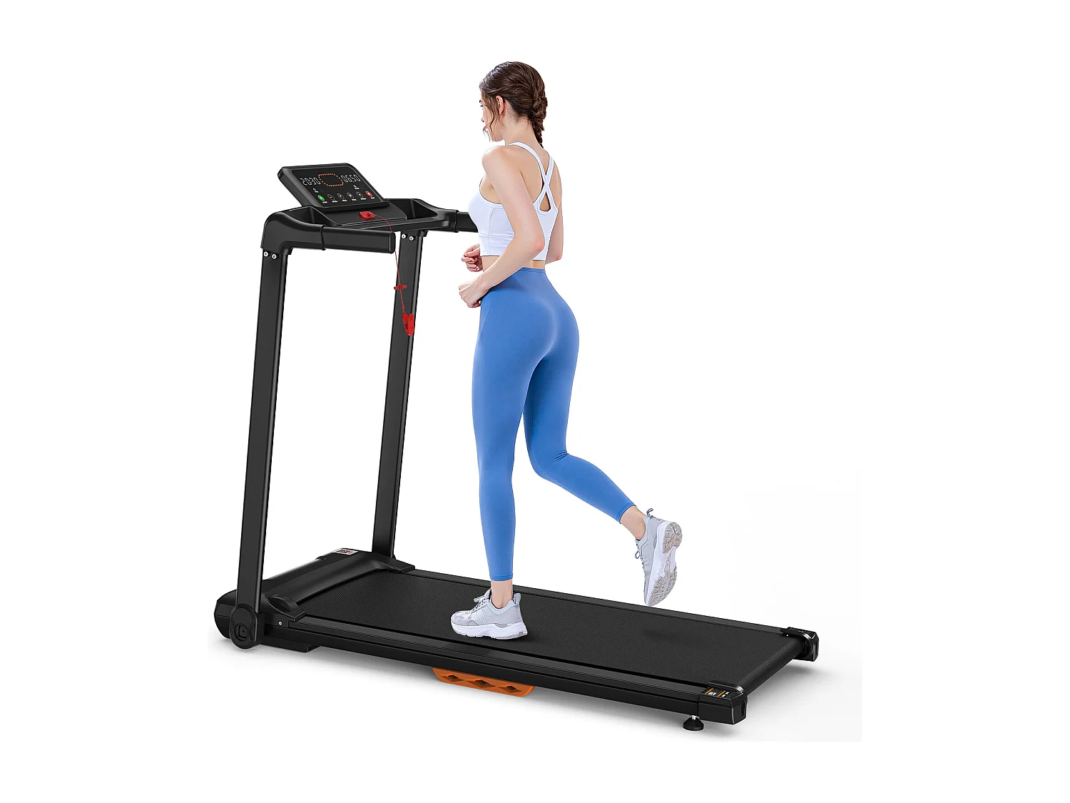 Tapis de course pliable pour maison, vitesse jusqu’à 12 km/h, acier, noir (124x64x107cm)