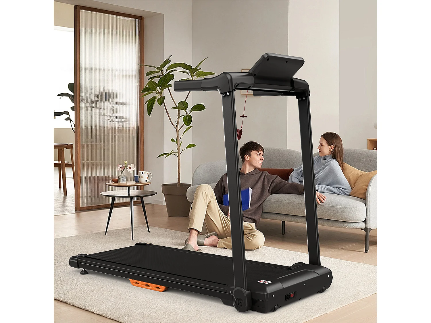 Tapis de course pliable pour maison, vitesse jusqu’à 12 km/h, acier, noir (124x64x107cm)