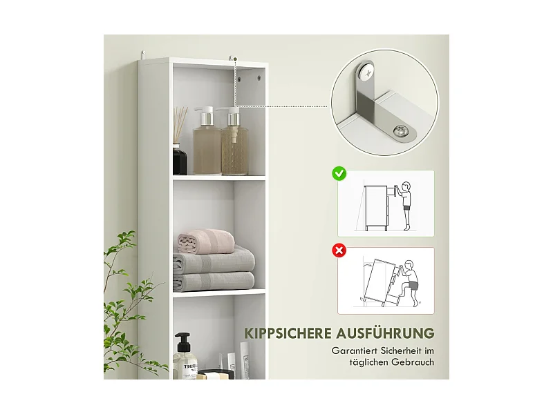 Armoire de salle de bain haute, étagère réglable, tiroir et porte, bois blanc (35x30.5x179cm)