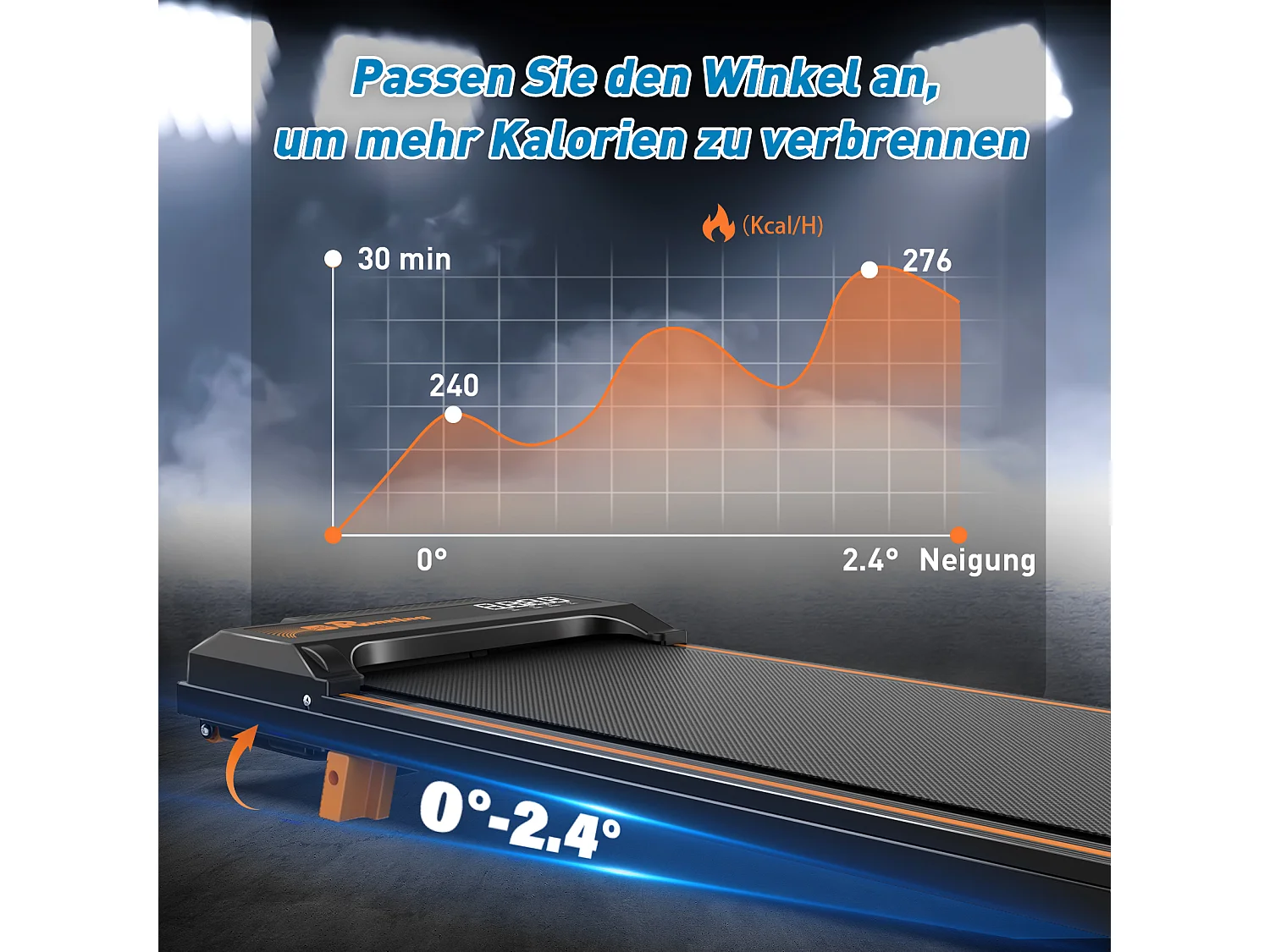 Tapis de course pour bureau à domicile, compact et portable, 2 en 1, avec écran LED, pour marche, course et jogging, capacité 120KG (111x49x10.5 cm)