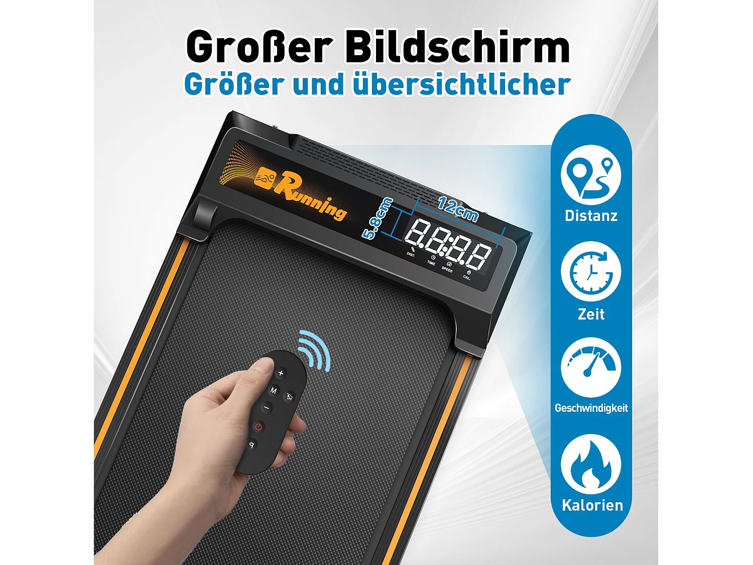 Tapis de course pour bureau à domicile, compact et portable, 2 en 1, avec écran LED, pour marche, course et jogging, capacité 120KG (111x49x10.5 cm)