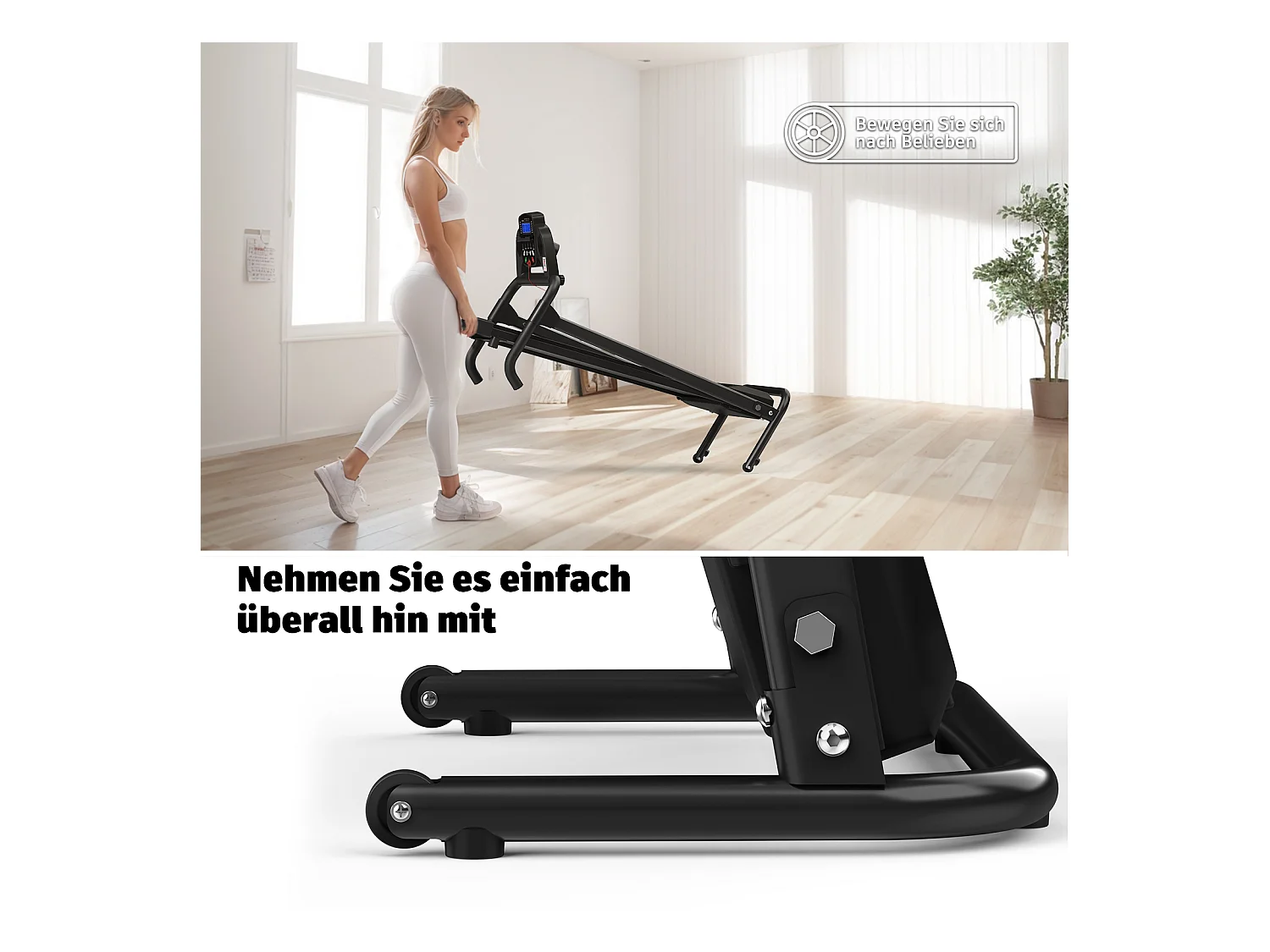 Tapis de course 2-en-1 pliable, avec 12 modes, LED et application, jusqu'à 12 km/h, 120 kg (121x63x107 cm)