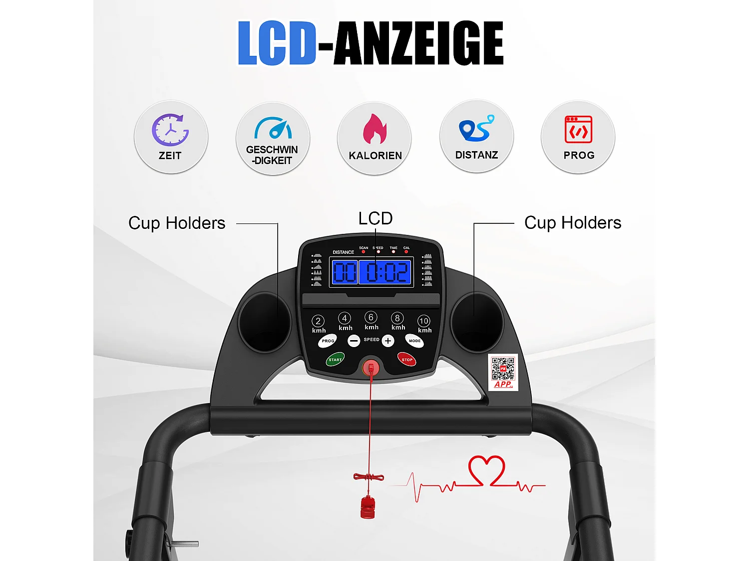 Tapis de course 2-en-1 pliable, avec 12 modes, LED et application, jusqu'à 12 km/h, 120 kg (121x63x107 cm)