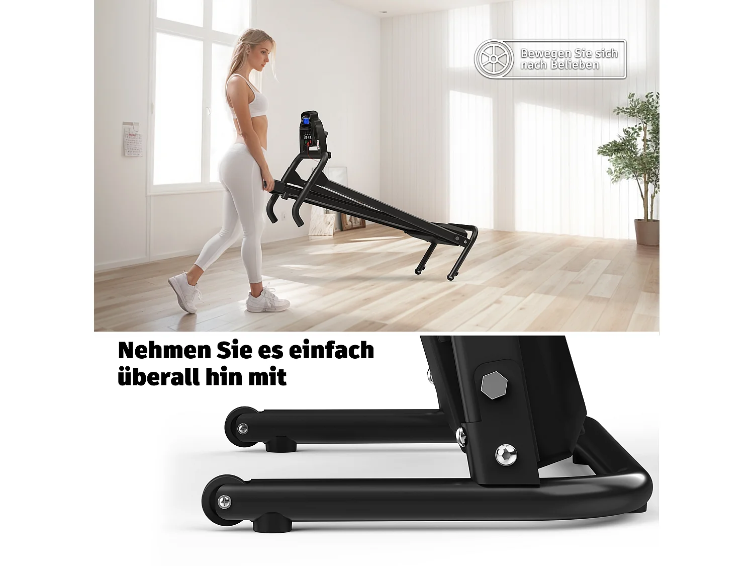 Tapis de course 2-en-1 pliable, avec 12 modes, LED et application, jusqu'à 12 km/h, 120 kg (121x63x107 cm)