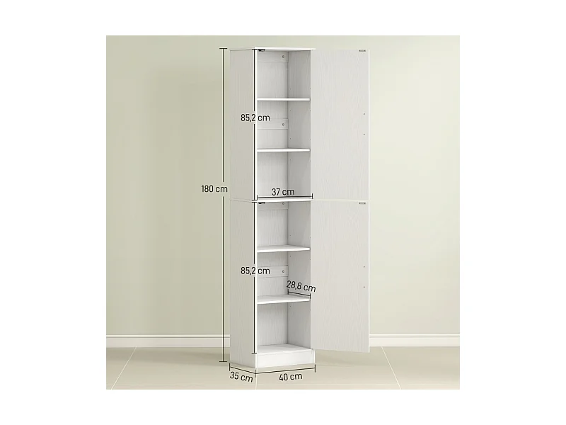 Badezimmerschrank, modernes Design, Holz, weiß (40x35x180 cm)