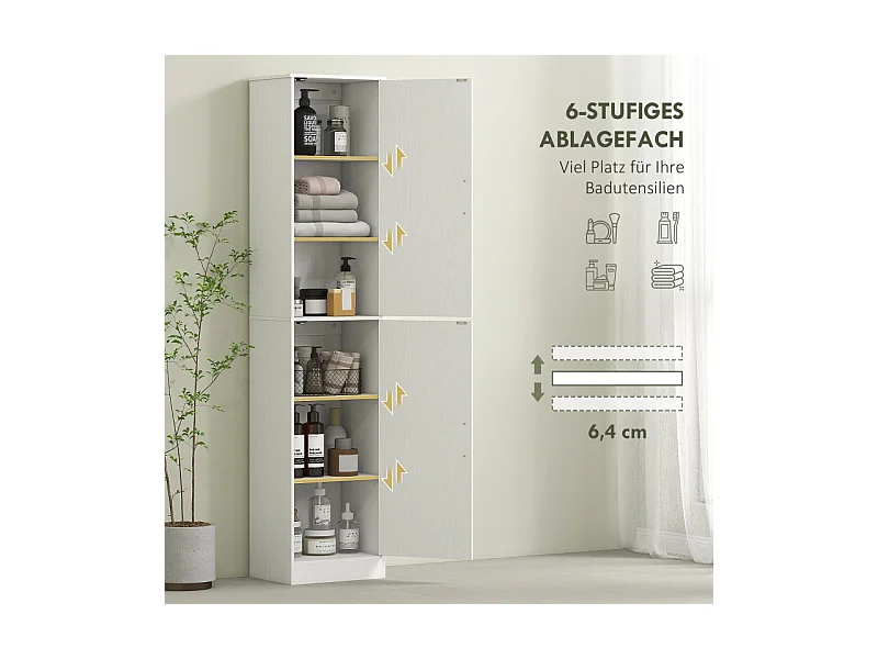 Badezimmerschrank, modernes Design, Holz, weiß (40x35x180 cm)