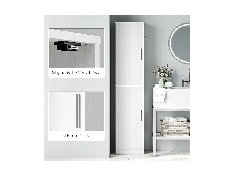 Badezimmerschrank, modernes Design, Holz, weiß (40x35x180 cm)