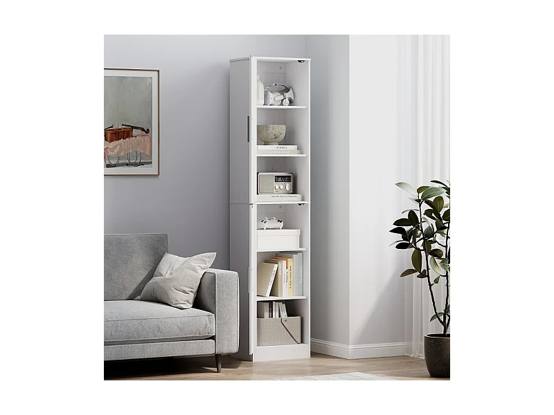 Badezimmerschrank, modernes Design, Holz, weiß (40x35x180 cm)