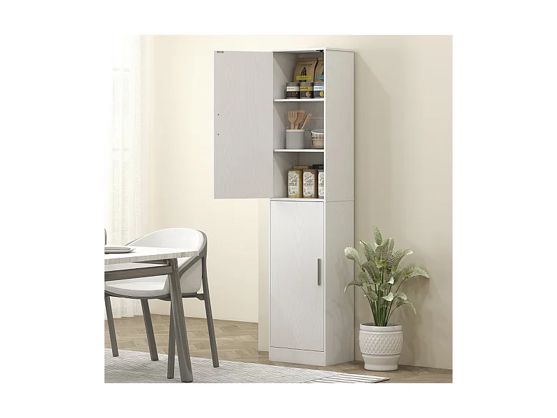 Badezimmerschrank, modernes Design, Holz, weiß (40x35x180 cm)