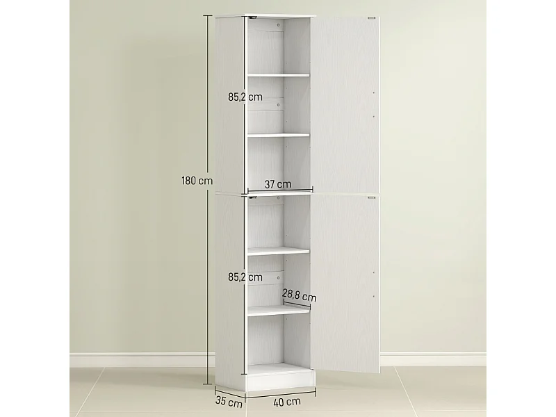 Armoire de salle de bain, design moderne, bois, blanc (40x35x180 cm)