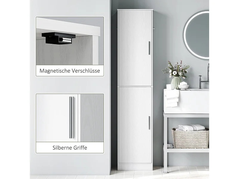 Armoire de salle de bain, design moderne, bois, blanc (40x35x180 cm)