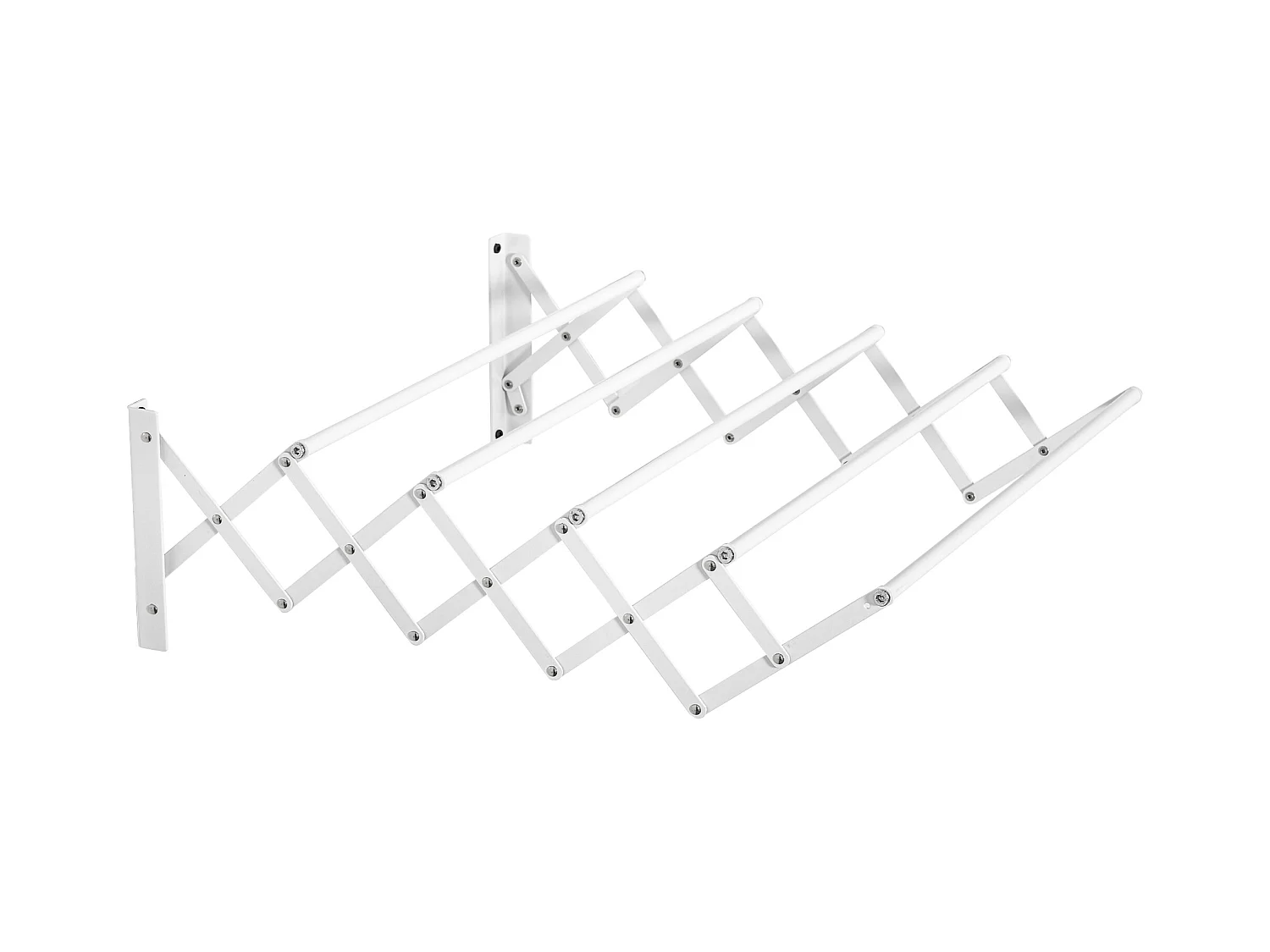 Étendoir mural pliable, gain de place, métal blanc, robuste et résistant (63.5x60x20cm)