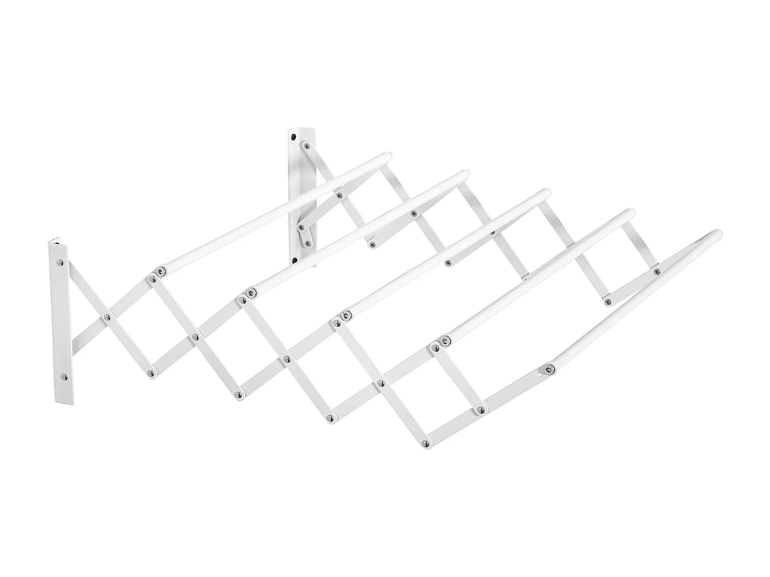 Étendoir mural pliable, gain de place, métal blanc, robuste et résistant (63.5x60x20cm)