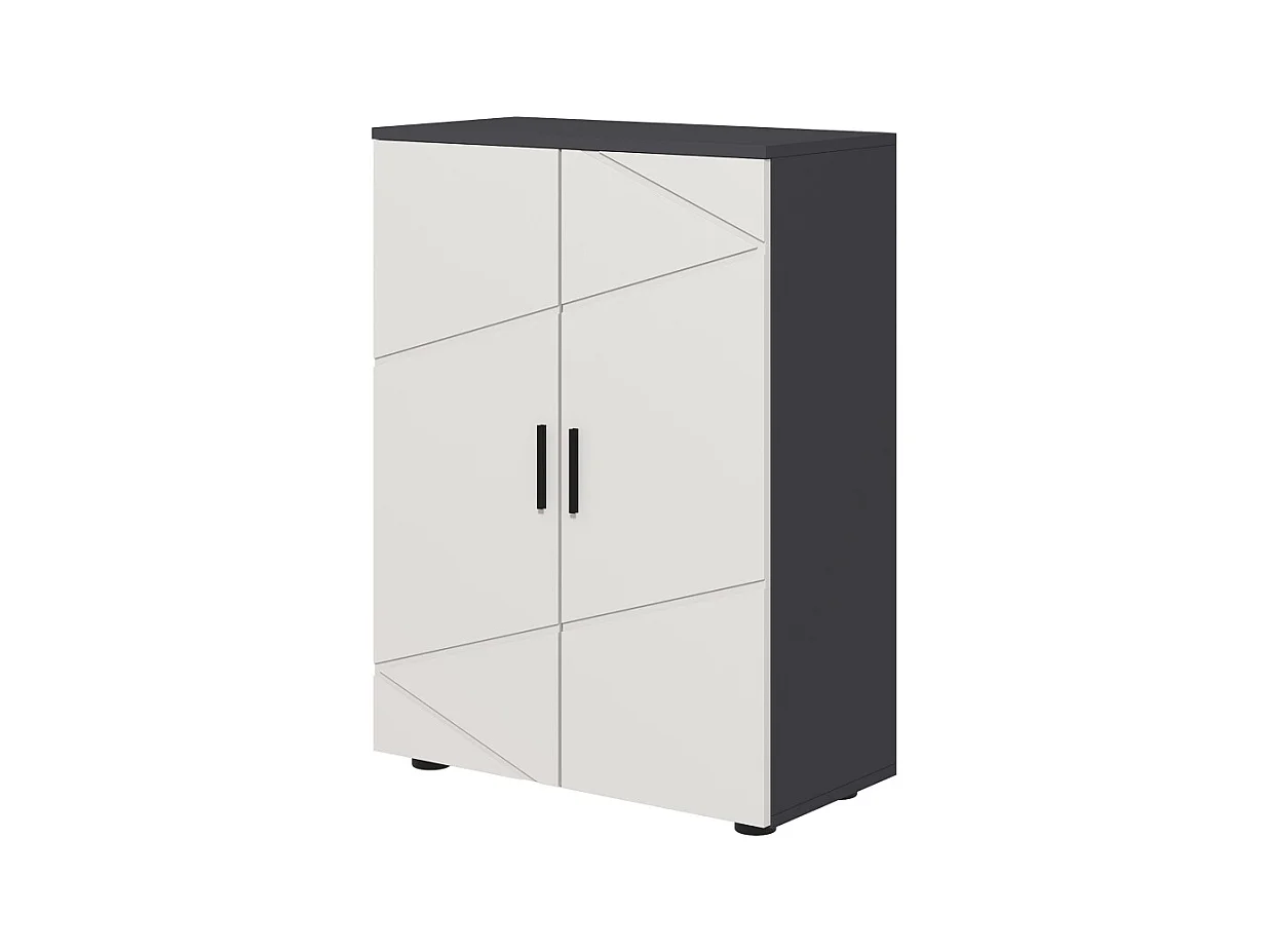 Armoire de salle de bain à double porte, étagères réglables, bois mélaminé, gris clair et foncé, pratique et spacieux (60x30x82cm)