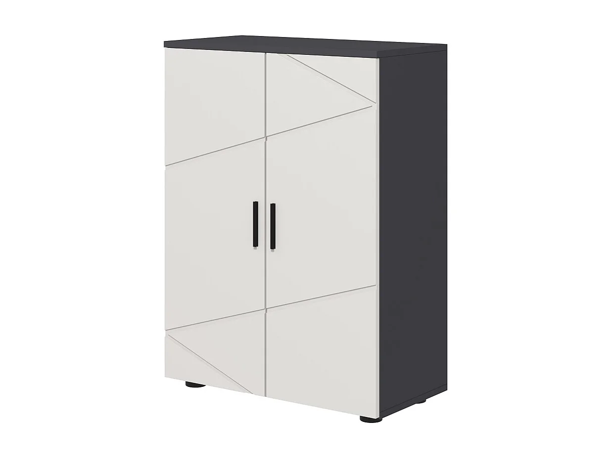 Armoire de salle de bain à double porte, étagères réglables, bois mélaminé, gris clair et foncé, pratique et spacieux (60x30x82cm)