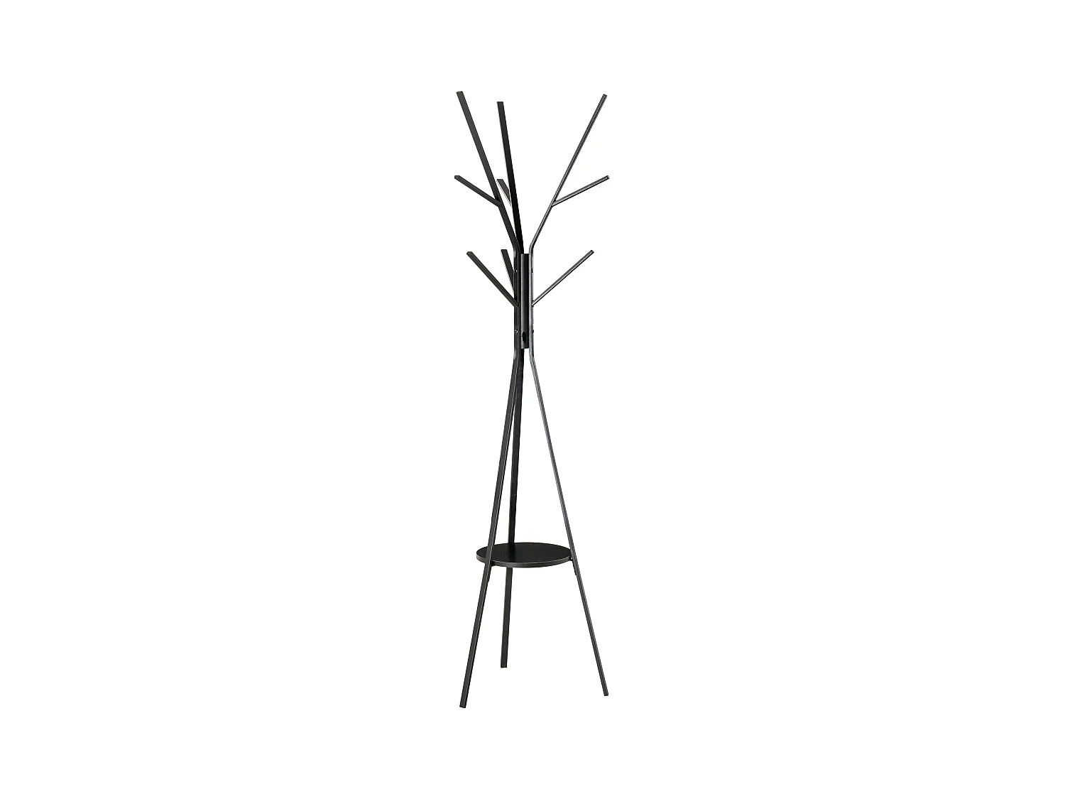 Porte-manteau sur pied élégant, structure métal et MDF, noir, design scandinave stable (45x45x180cm)