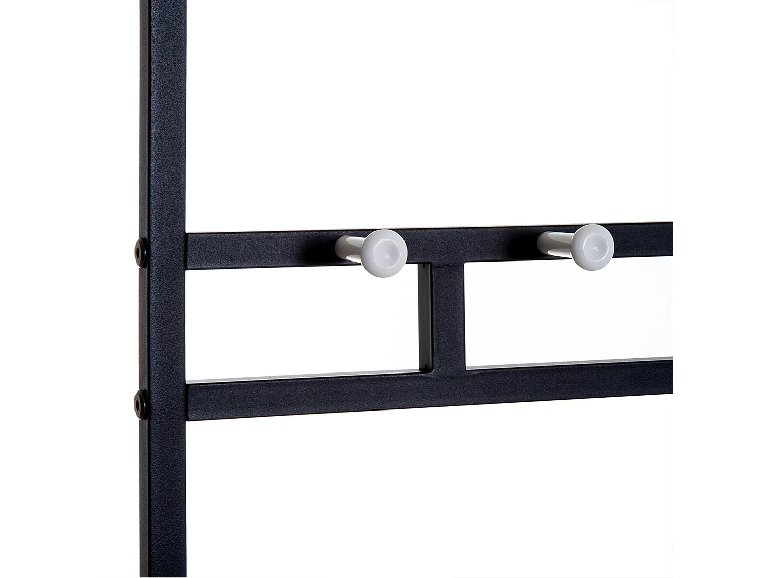 Porte-manteau avec banc, étagères à chaussures, métal, noir (72.5x35x180 cm)