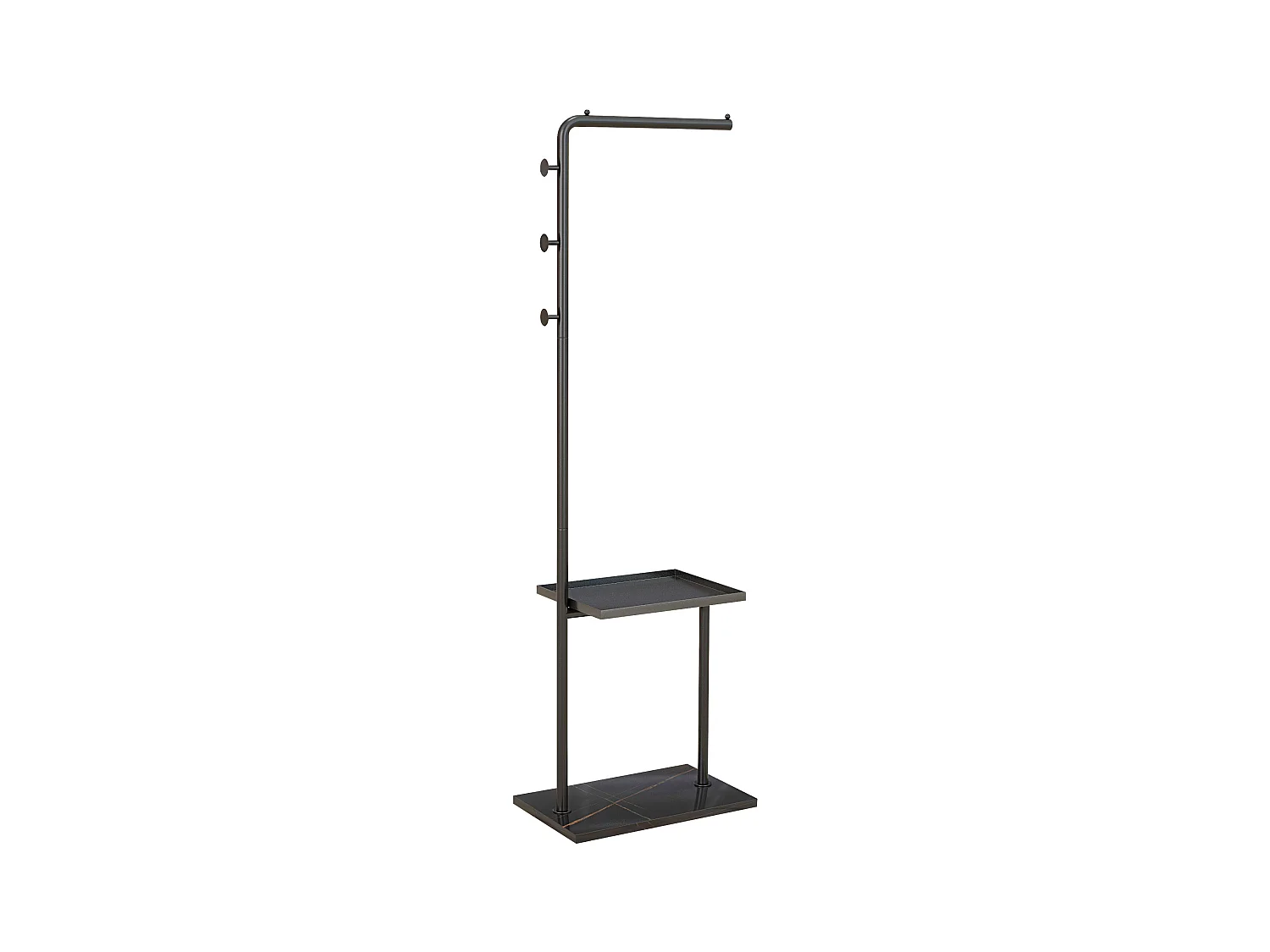 Porte-manteau avec étagère, métal, noir, pour entrée et bureau (45x28x148 cm)