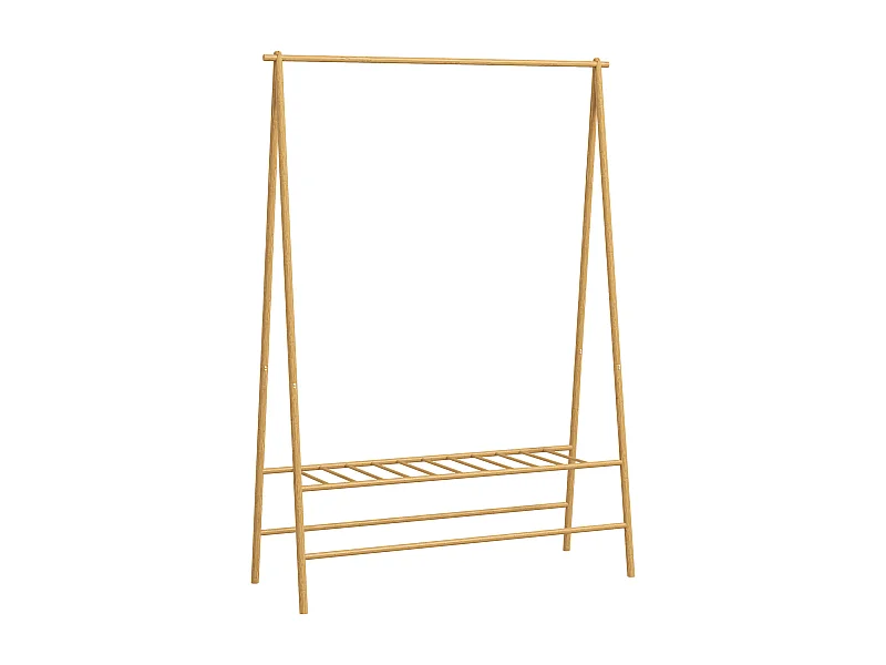 Bamboe kapstok met planken en haken, natuurlijk hout, stabiel en praktisch (116x43,5x160cm)