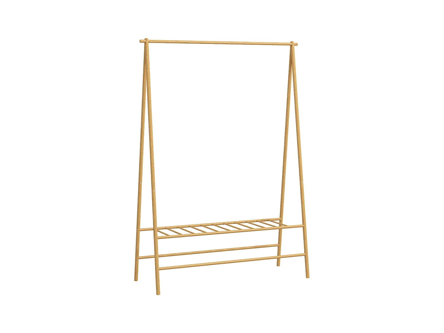 Perchero de bambú con estantes y ganchos, madera natural, estable y práctico (116 x 43,5 x 160 cm)