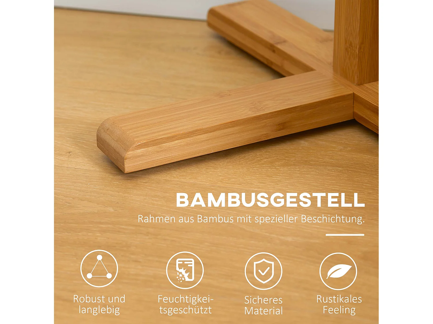 Porte-manteaux en bambou avec 8 crochets, design naturel et fonctionnel, naturel (49.5x49.5x178cm)