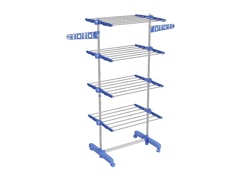 Toallero con estante, 2 niveles, metal, azul (51x31x85,5 cm)