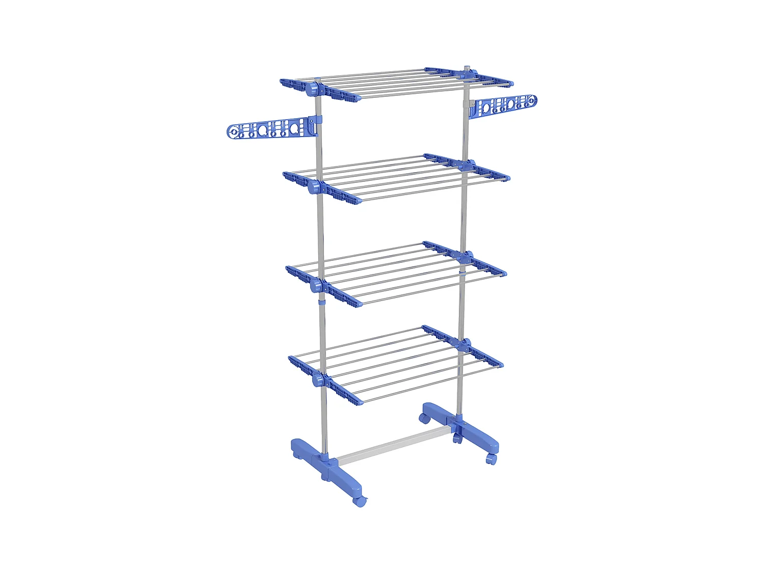 Handdoekrek met plank, 2 niveaus, metaal, blauw (51x31x85,5 cm)
