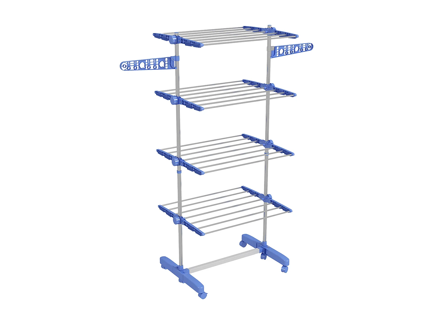 Handdoekrek met plank, 2 niveaus, metaal, blauw (51x31x85,5 cm)