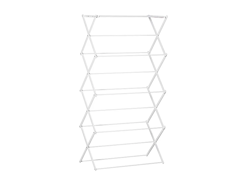 Opvouwbare wasdroger met 8 niveaus, metaal en kunststof, wit (74x35x144 cm)