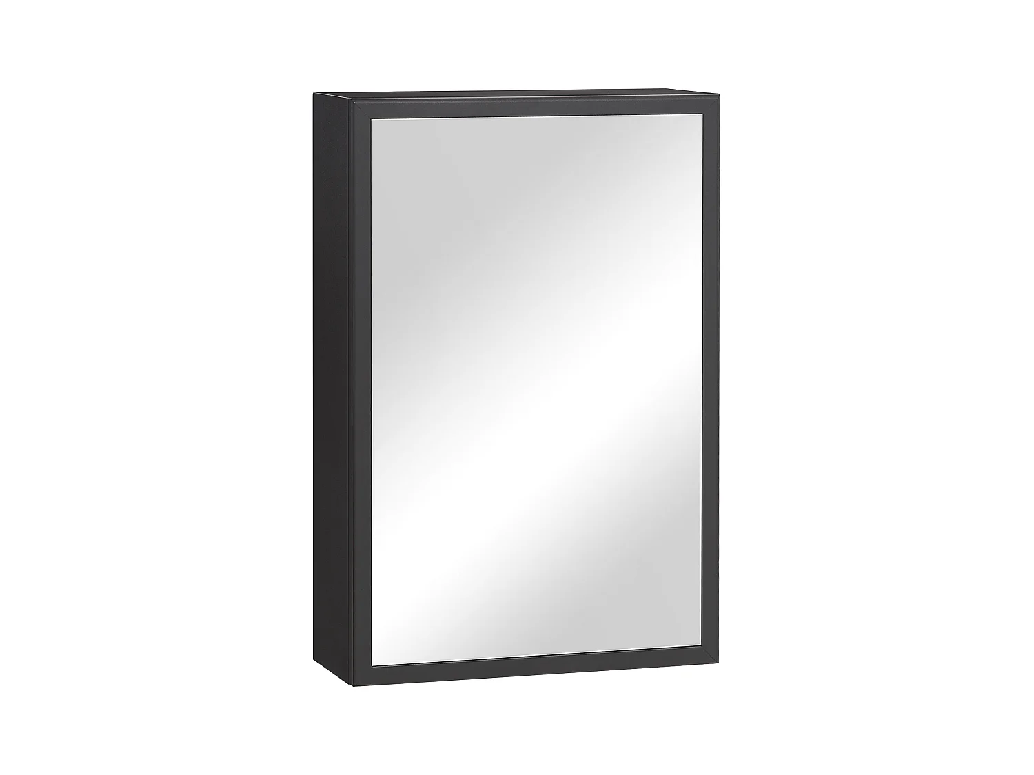 Armoire murale avec miroir, 3 étagères, acier noir, design moderne (40x15x60cm)