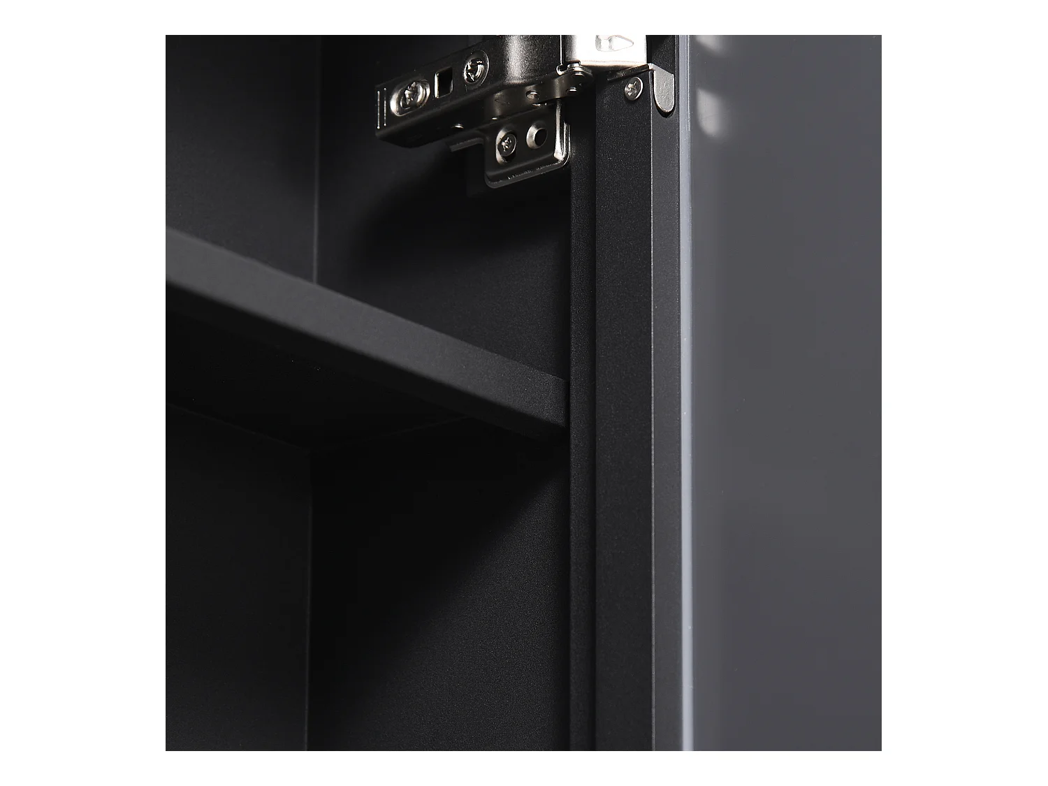 Armoire murale avec miroir, 3 étagères, acier noir, design moderne (40x15x60cm)