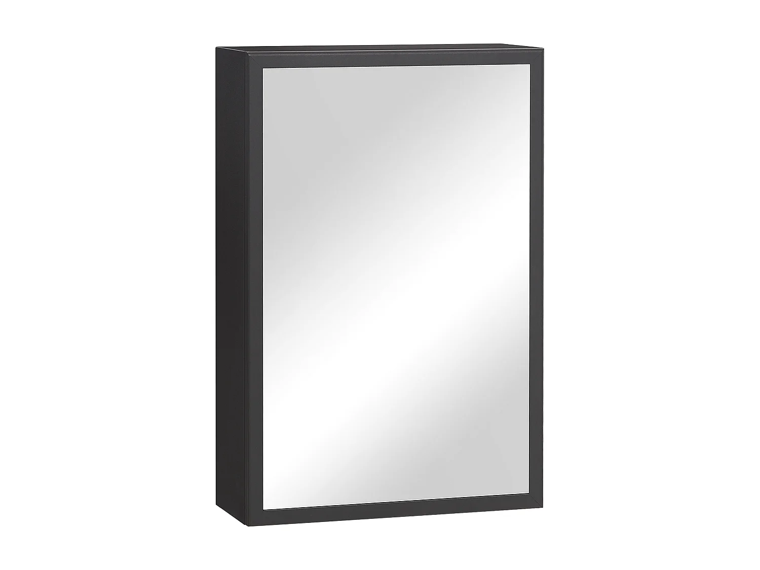 Armoire murale avec miroir, 3 étagères, acier noir, design moderne (40x15x60cm)