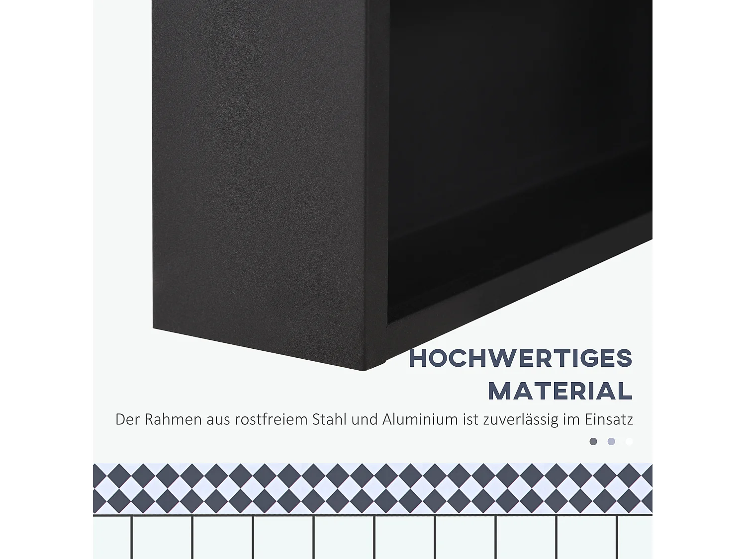 Armoire murale avec miroir, 3 étagères, acier noir, design moderne (40x15x60cm)