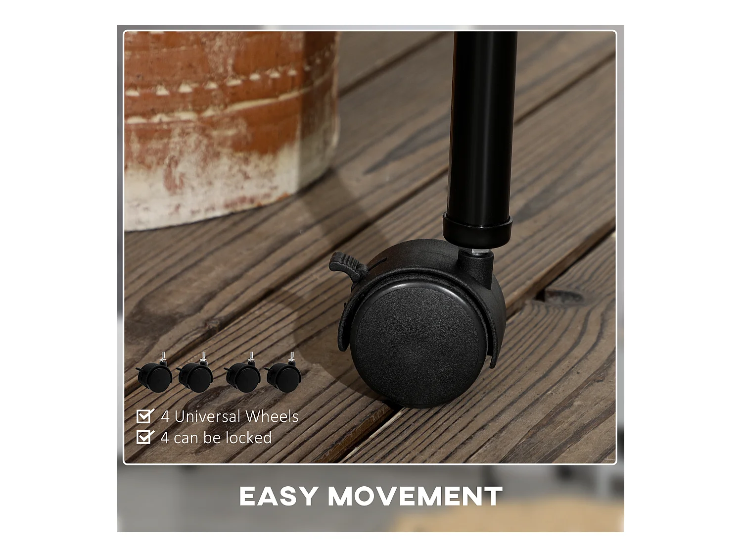 Porte-vêtements avec roulettes, structure métallique robuste, noire, facile à monter (150x60x170 cm)