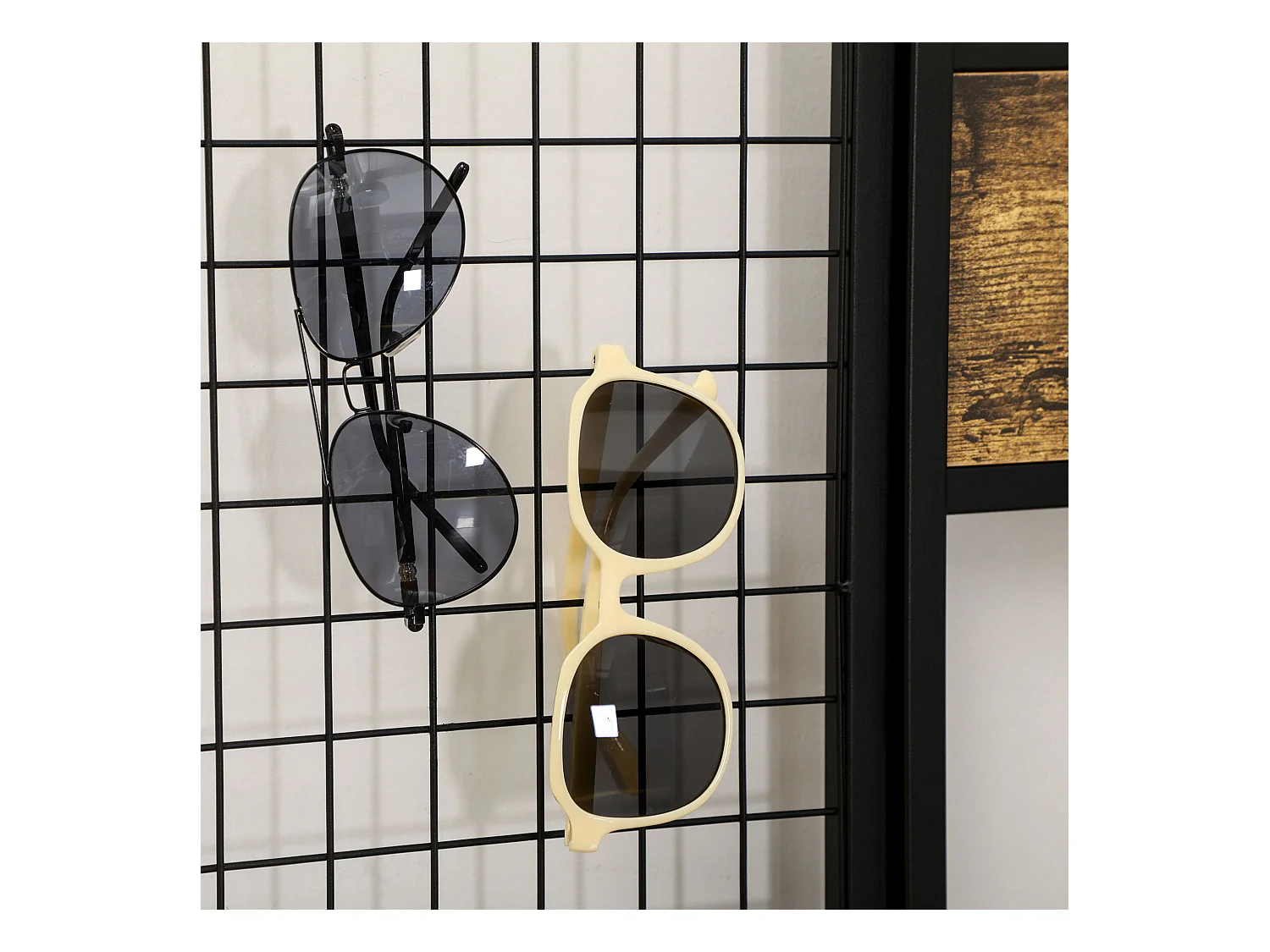 Kapstok met bankje en 9 haken, metaal en hout, industrieel design, walnootkleur (100x40x185 cm)