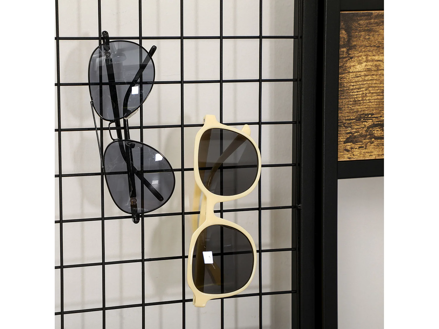 Porte-manteau avec banc et 9 crochets, métal et bois, design industriel, couleur noyer (100x40x185 cm)